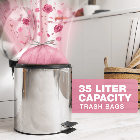 35L (375 Bags) - Rose Scented Bin Bags with Drawsting - YouKind