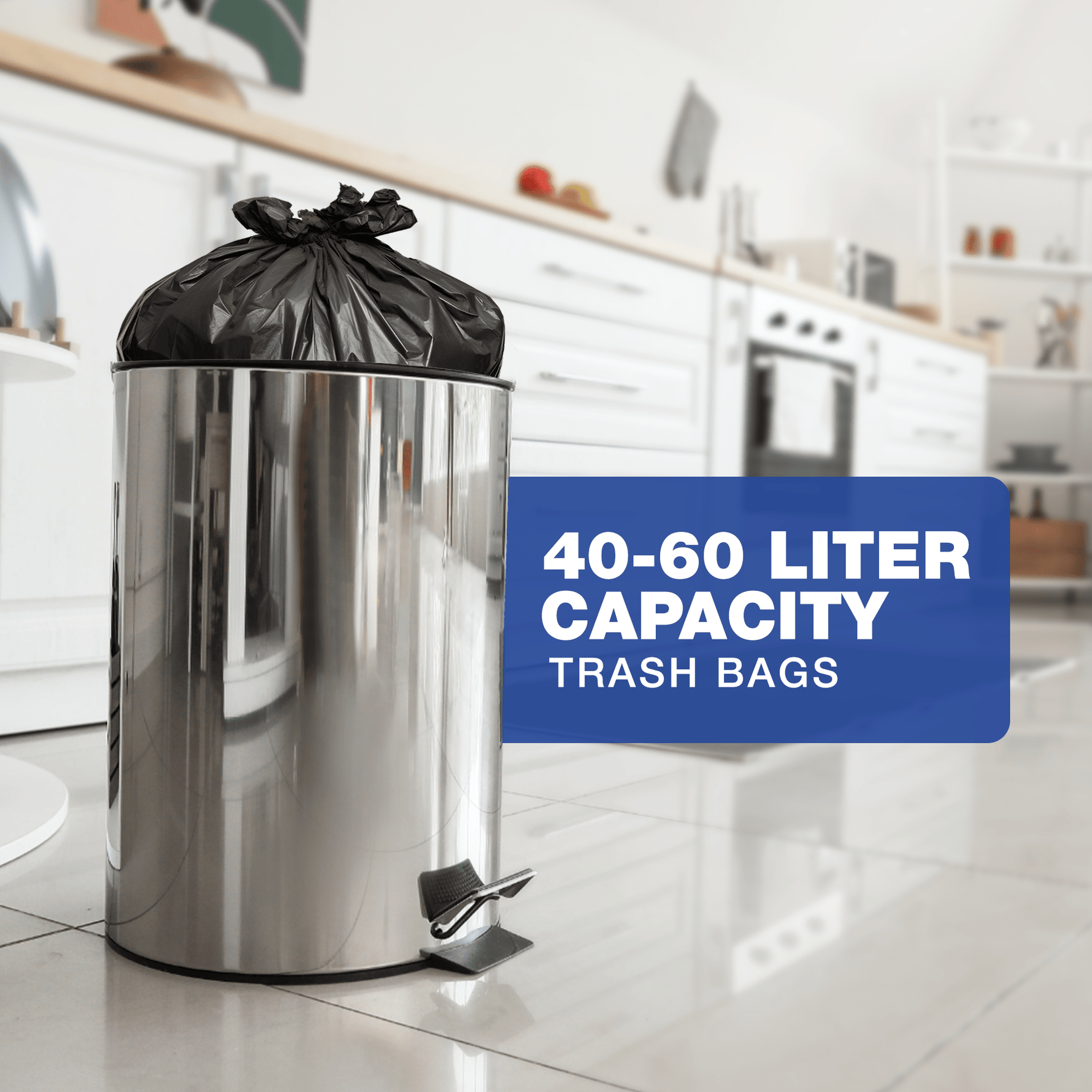 40L - 60L (20 Bags per Roll) - Black Bin Bags - 100% Made of Recycled Material - YouKind