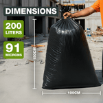 200L Extra Tough Refuse Sacks - 91µm (100 Bags) - YouKind