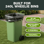 240L Heavy Duty Bin Bags - Extra Strong Black Bin Bags Heavy Duty Refuse Sacks 90µm Double Layer (50 Bags) - YouKind