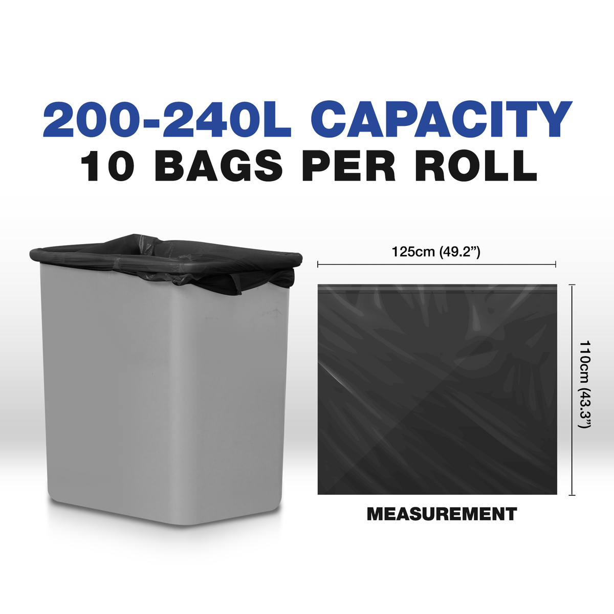 Recycled Trash Bags | 200L - 240L (10 Counts per Roll) 100% Made of Recycled Material - YouKind