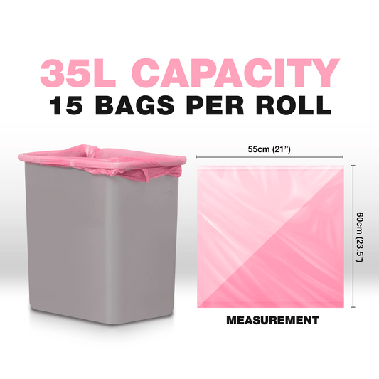 35L (15 Bags per roll) - Rose Scented Bin Bags with Drawsting - YouKind
