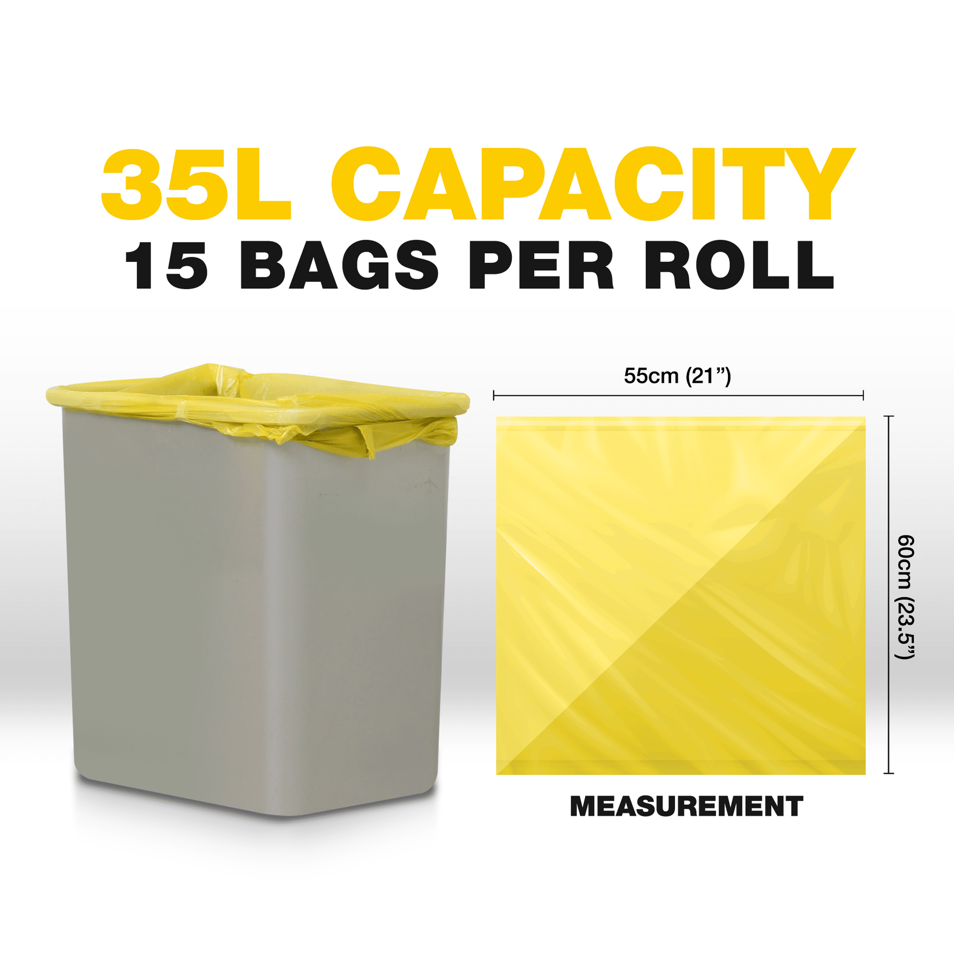 35L (375 Bags) - Lemon Scented Bin Bags with Drawsting - YouKind