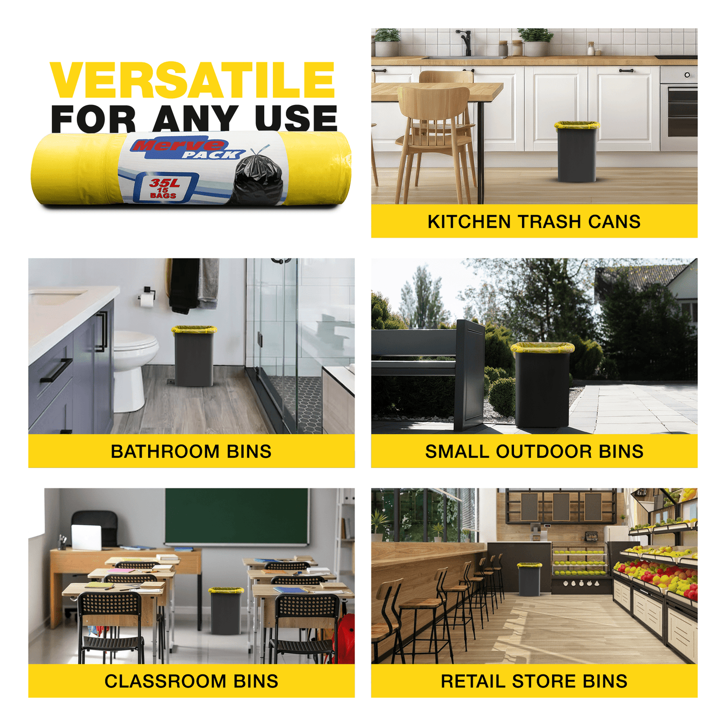 35L (375 Bags) - Lemon Scented Bin Bags with Drawsting - YouKind