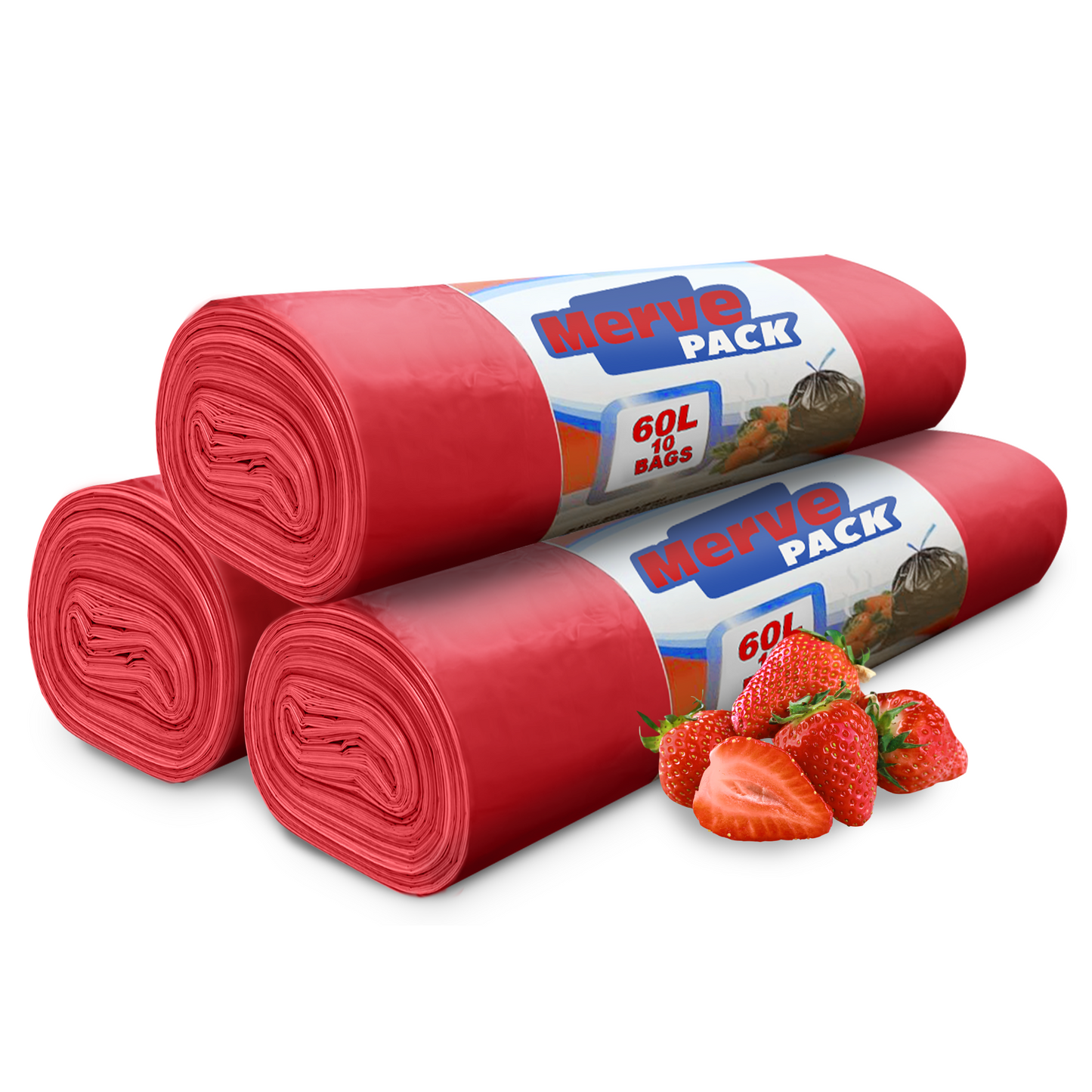 60L Bin Bags - Strawberry Scented Bin Liners