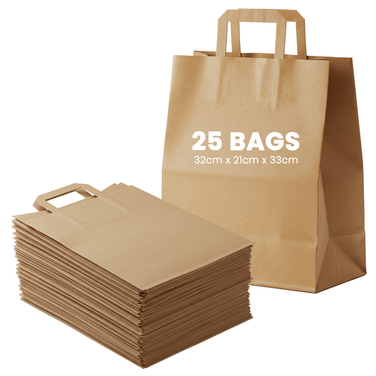 Large Kraft Paper Bags with Handle for Restaurants, Coffee Shops, Boutique and Special Occasions - YouKind