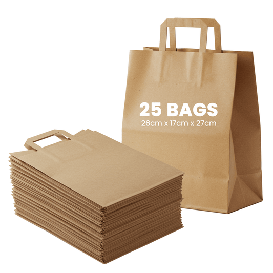 Medium Kraft Paper Bags with Handle for Restaurants, Coffee Shops, Boutique and Special Occasions - YouKind