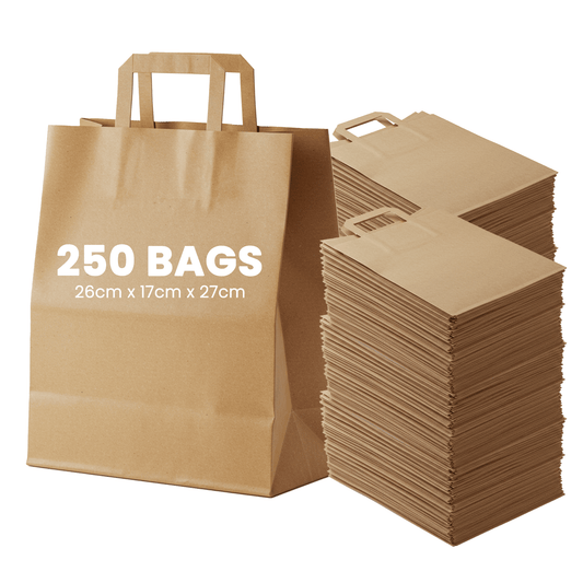 Medium Kraft Paper Bags with Handle for Restaurants, Coffee Shops, Boutique and Special Occasions - YouKind