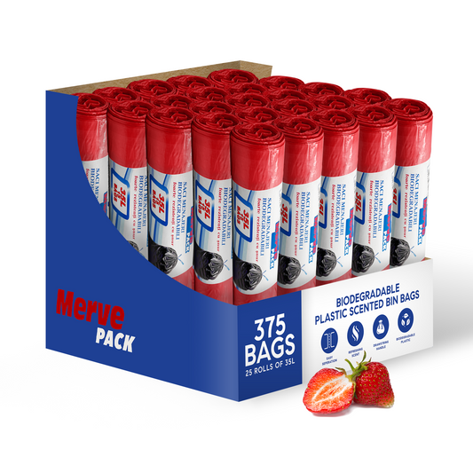 Bulk Strawberry Scented 35L and 60L Biodegradable Plastic Bin Liners with Drawstring