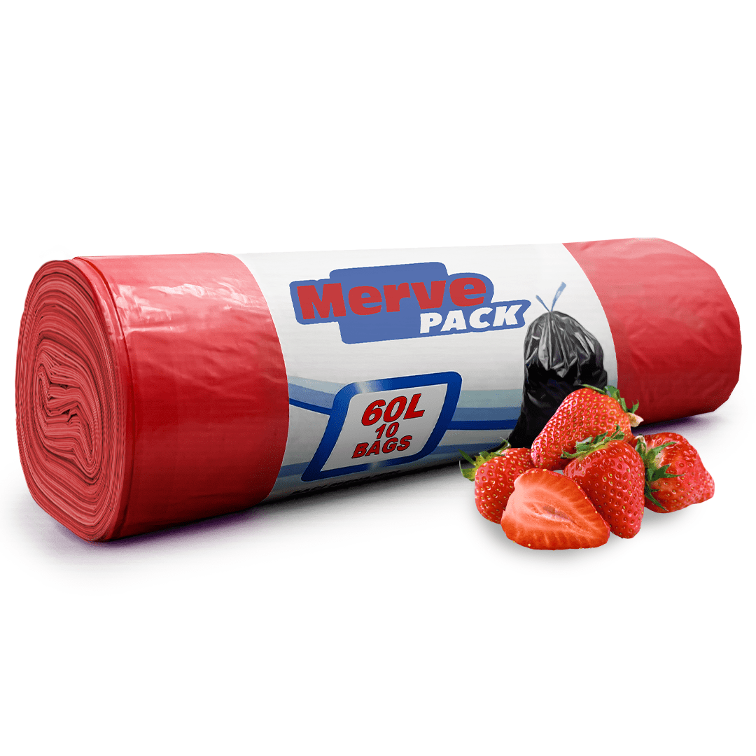 60L (10 Bags per roll) - Strawberry Scented Bin Bags with Drawsting - YouKind