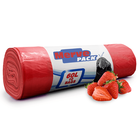 60L (10 Bags per roll) - Strawberry Scented Bin Bags with Drawsting - YouKind