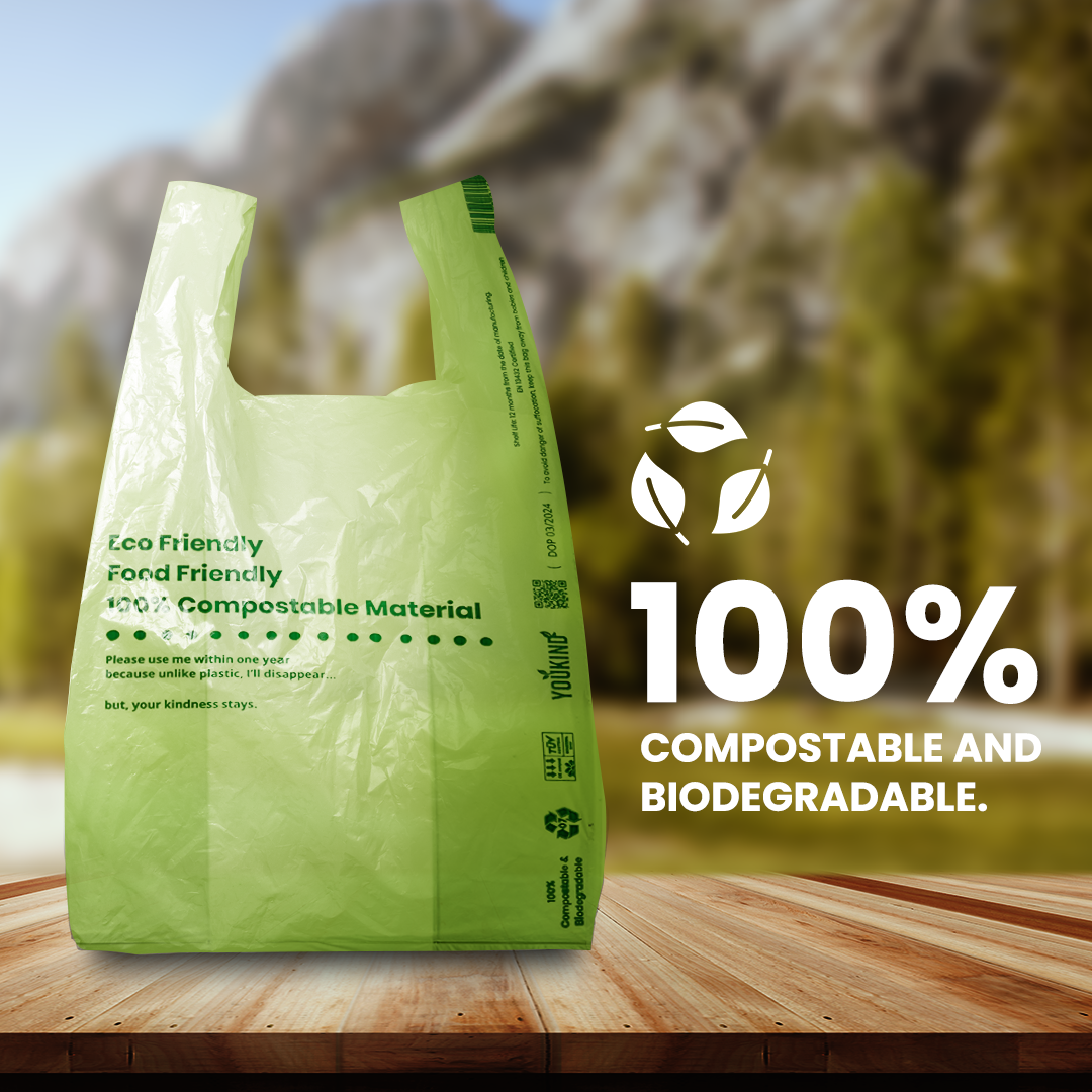 20L Compostable Carrier Bags with Handles – Large, Strong, and Versatile for Grocery, Food Waste, and Household Use