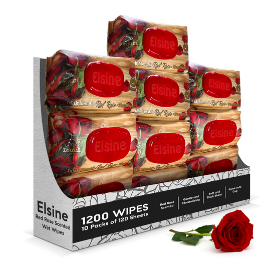 1200 Wipes - Red Rose Scented Wet Wipes - Thick and Gentle Body Cleansing Wipes