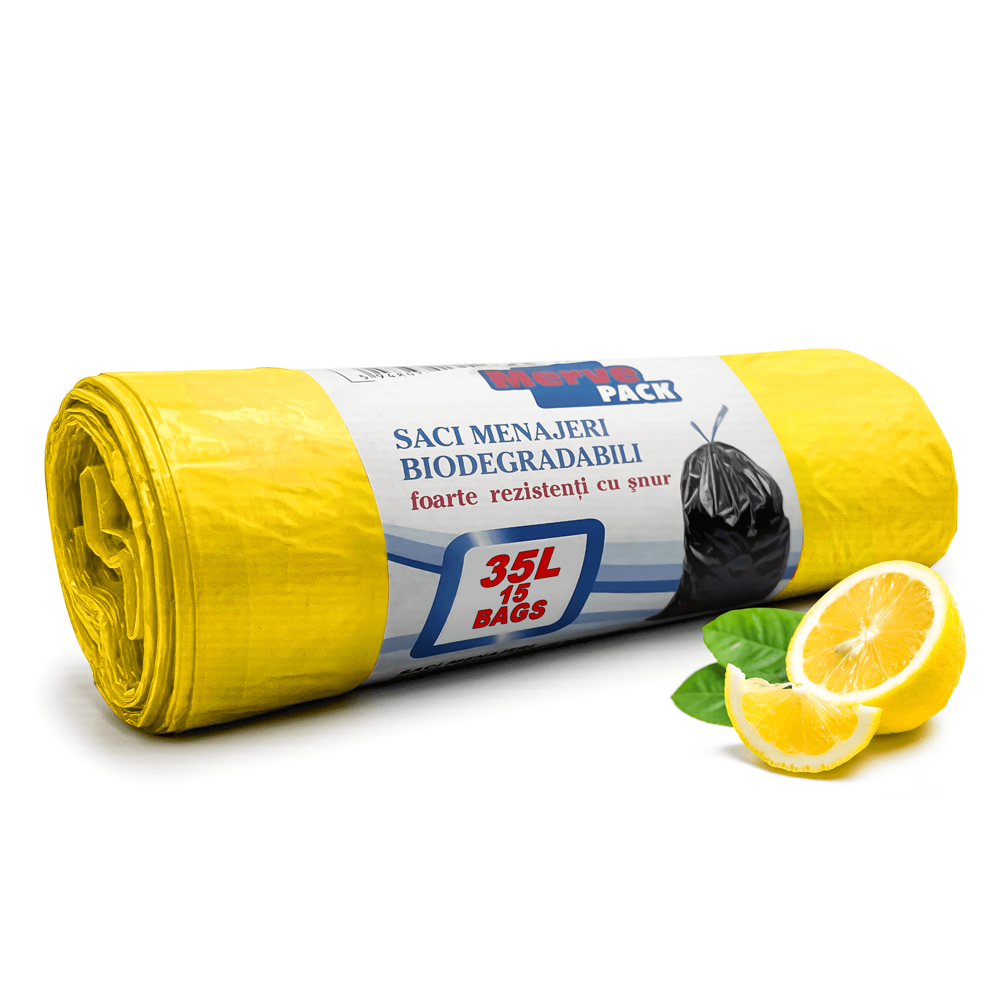 Lemon Fresh Bin Bags with Drawstring | 35L (15 Bags per Roll) Strong & Scented for Everyday Use - YouKind